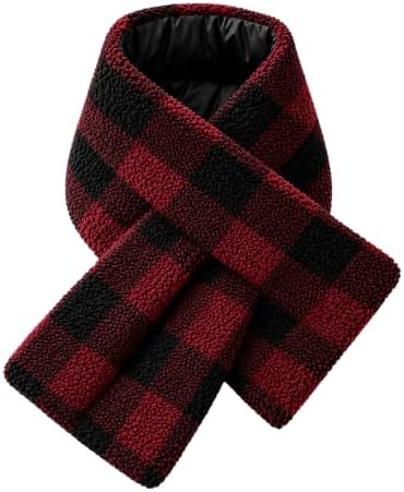 1 PC Christmas Neck Warmer for Women Wool Buffalo Plaid Xmas Scarf