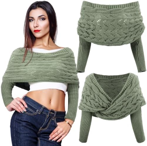 1 Pcs Knitted Scarf with Sleeve Women Wrap Shrug