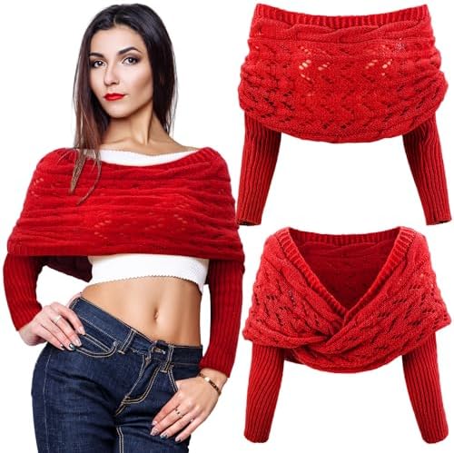 1 Pcs Scarf with Sleeves for Women Knitted Wrap Sweater Scarf with