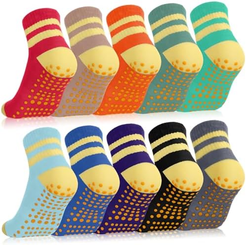 10 Pairs Non Slip Yoga Socks for Women Men Saturated Color Warm