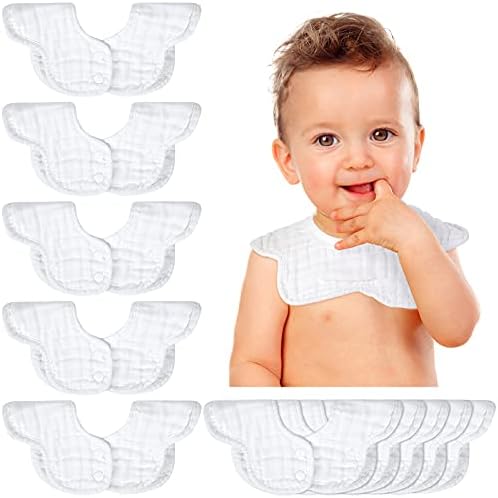 10 Pcs Baby Bibs 360 Rotate Baby Bandana Muslin Drool Bibs Petal Bibs