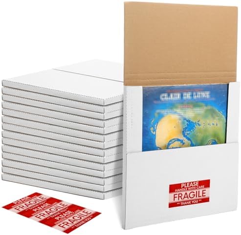100 Pack Vinyl Record Mailers 12.5" x 12.5" x 1" White Vinyl Record