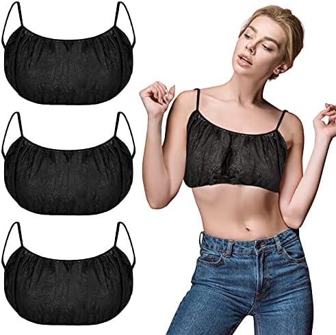 100 Pcs Disposable Bras Non-Woven Black for Spray Tan Spa Salon