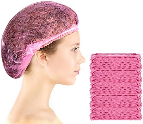 100 Pcs Disposable Hair Caps 21 Inch Bouffant Elastic