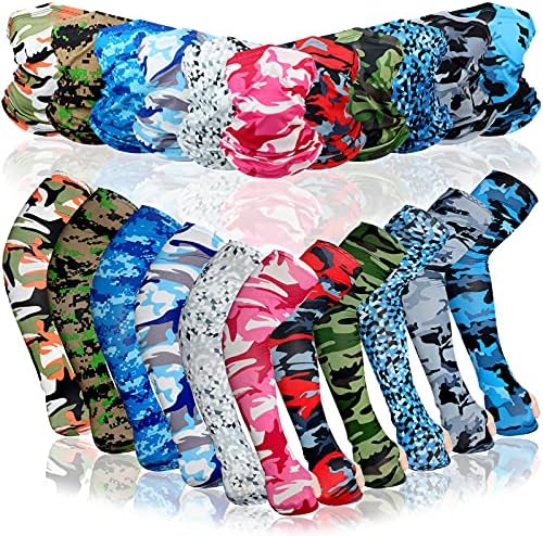 11 Sets UV Sun Protection Camo Arm Sleeves for Men with Face Covering