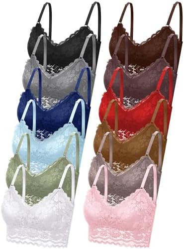 12 Pack Women's Lace Bralette Wireless Cami Bras