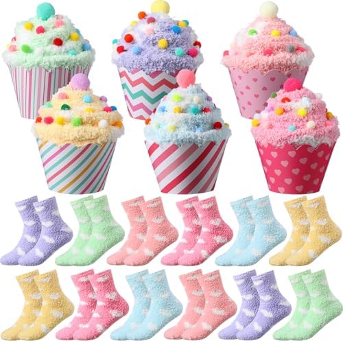 12 Pairs Christmas Cupcake Socks Gift Set