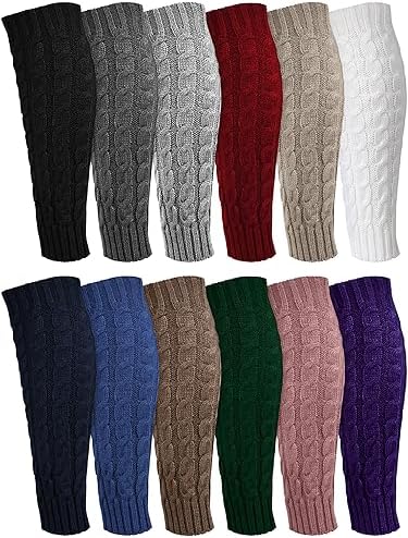 12 Pairs Knee High Leg Warmers Coral Fleece Women