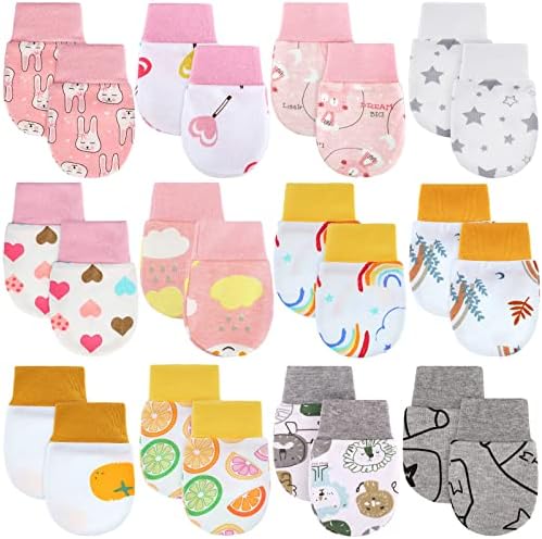 12 Pairs Newborn Baby Mittens for 0-6 Months Multicolor Fresh