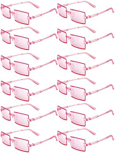 12 Pairs Rectangle Sunglasses for Women Men Retro Party Sunglasses Bulk