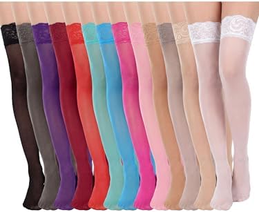 12 Pairs Women's Lace Thigh High Stockings