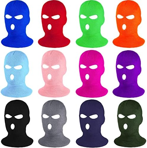 12 Pcs 3 Hole Ski Mask Warm Full Face Cover Winter Knitted Balaclava