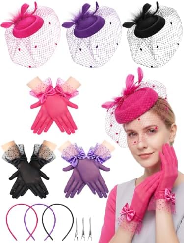 12 Pcs 4/12 Pcs 50s Fascinators Hat for Women 3Color