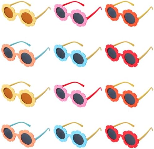 12 Pcs Flower Sunglasses for Kids Girls Toddler Party Pastel