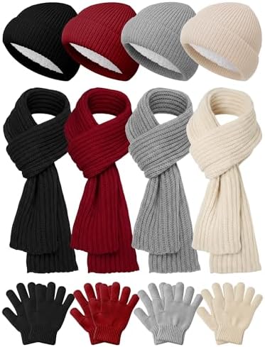 12 Pcs Kids Hat Gloves Scarf Winter Set for 5-8 Boys Girls Trend