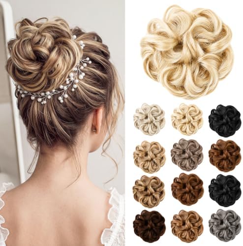 12 Pcs Messy Bun Hair Piece for Women Curly Wavy Hair Scrunchies