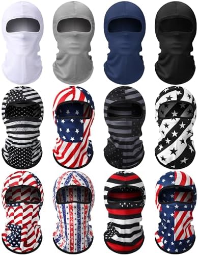 12 Pcs Winter Balaclava Ski Mask for Men Women Mixed American Flag