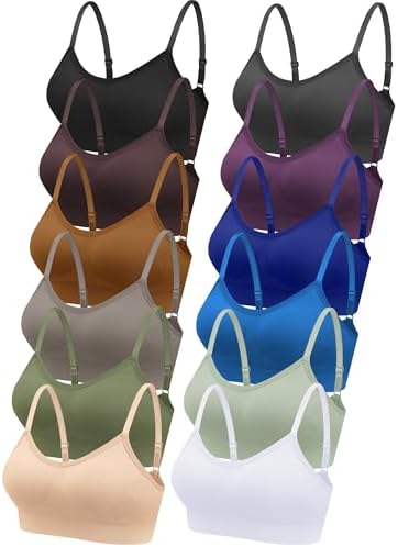 12 Pieces Neck Bralettes Wireless Cami Bra Tank Top Sports Bra for Women