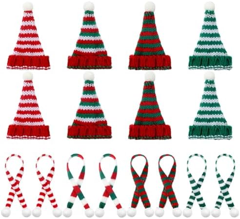 16 Pcs Christmas Mini Knit Santa Hat Scarve Decor