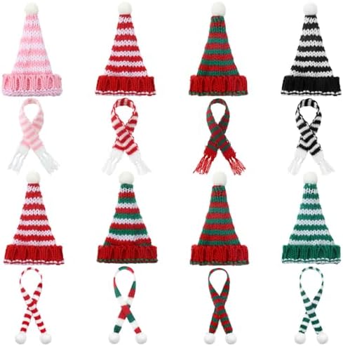 16 Pcs Christmas Mini Knit Santa Hat Scarves Decor