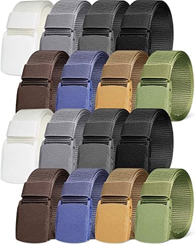 16 Pcs Nylon Belts for Men 1.5 Inch Web Belt with Buckle Adjustable