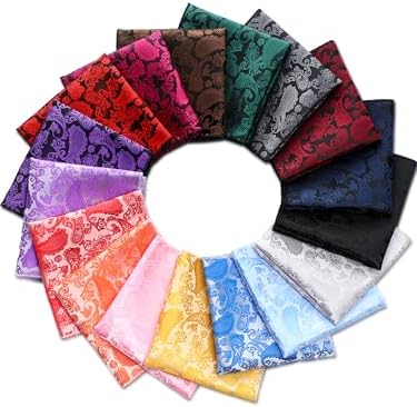 17 Pcs Pocket Squares for Men Paisley 8.9" Assorted Colors Party