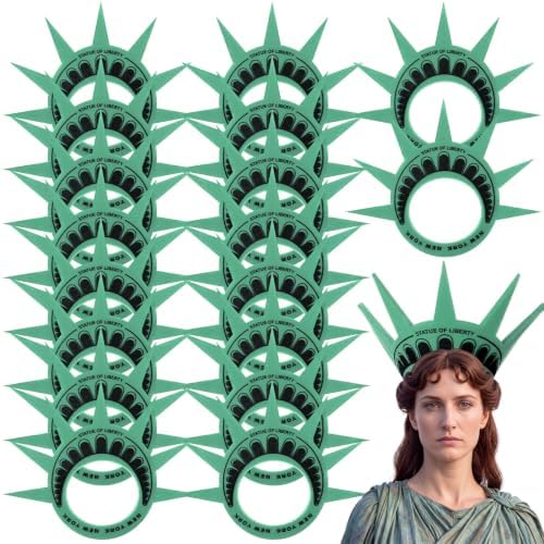 18 Pcs Halloween Statue of Liberty Crown Hat Foam Headband Costume