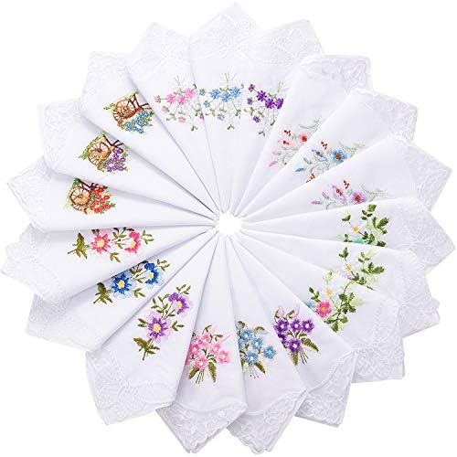 18 Pcs Ladies Cotton Handkerchiefs Women Hankies Classic Styles