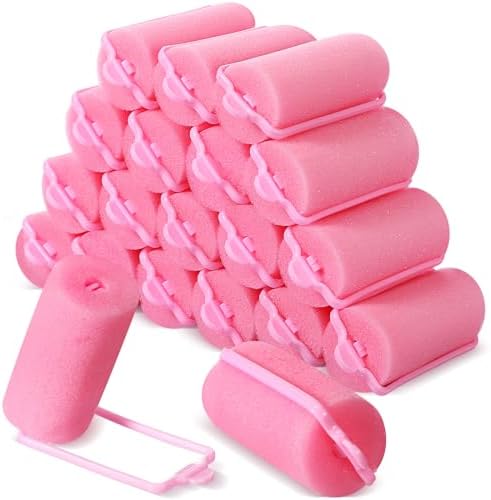 18 Pieces Pink Sponge Hair Rollers for Women
