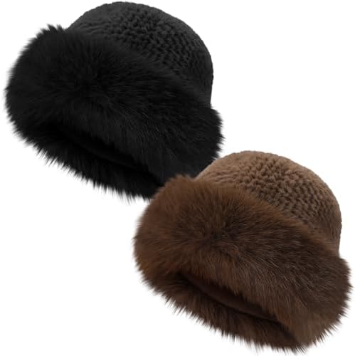 2 Pack 2 Pack Faux Fur Bucket Hats for Women
