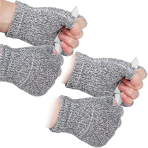 2 Pair Cut Resistant Fingerless Work Gloves