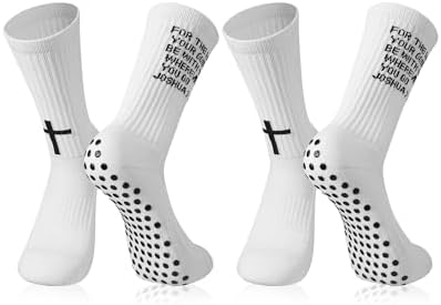 2 Pairs Men's Cross Grip Soccer Socks Anti Slip Athletic Socks with