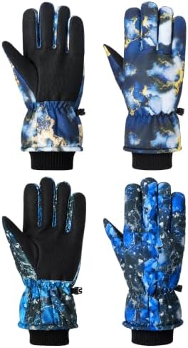 2 Pairs Waterproof Winter Ski Snow Gloves for Men Women