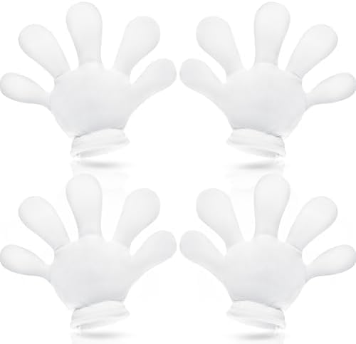 2 Pairs White Jumbo Cartoon Hands Large Costume Gloves M