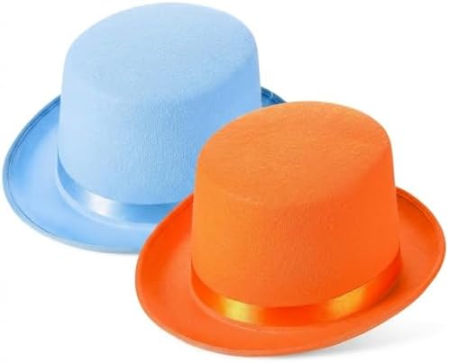 2 Pcs Blue and Orange Top Hats Blue and Orange 5.1 Inch