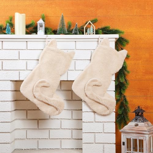 2 Pcs Cat Christmas Stockings 19'' Large Pet Stockings