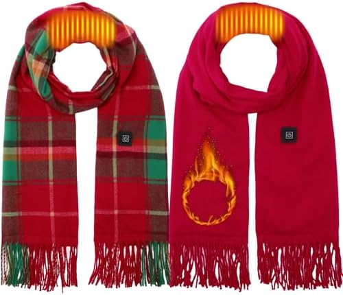 2 Pcs Christmas Heated Scarf for Women Men USB Heating Rechargeable