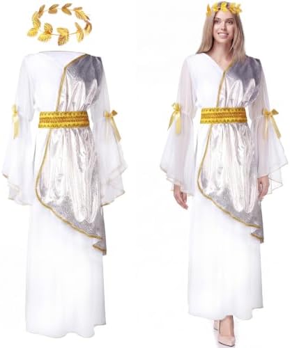 2 Pcs Greek Goddess Costume Toga Costume Women Halloween Greek Dress