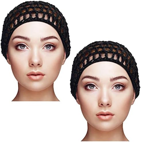 2 Pcs Mesh Hair Net Rayon Crochet Snood Sleep Caps