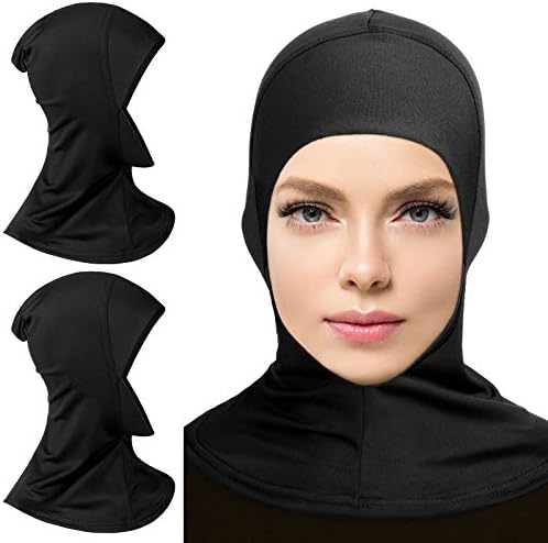 2 Pcs Modal Adjustable Muslim Hijab Ninja Cap Black