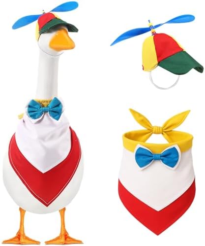 2 Pcs Porch Goose Outfit Rainbow Propeller Cap Bandana for 23in