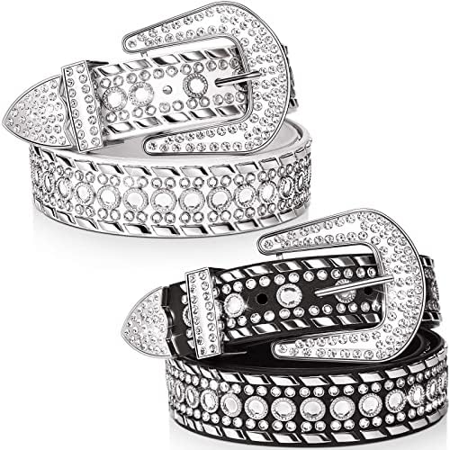 2 Pcs Rhinestone Belt for Women Men