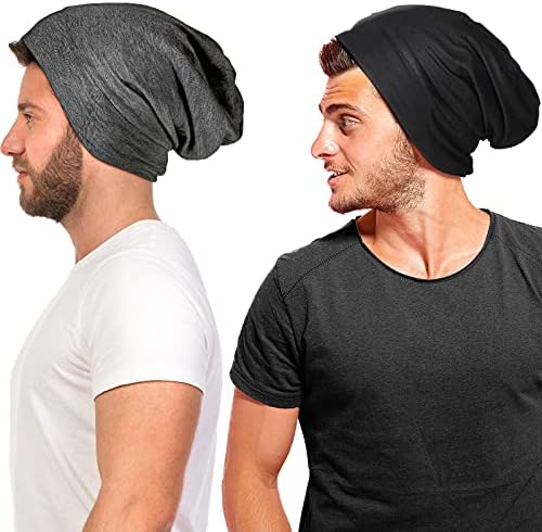 2 Pcs Silk Satin Bonnet for Sleeping Men Silk Satin Beanie with