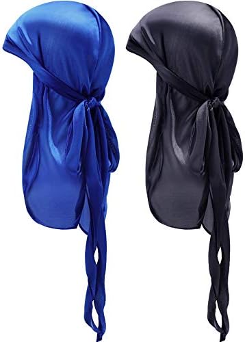 2 Pcs Silky Baby Durags Kids Satin Durag Caps Headwraps Black