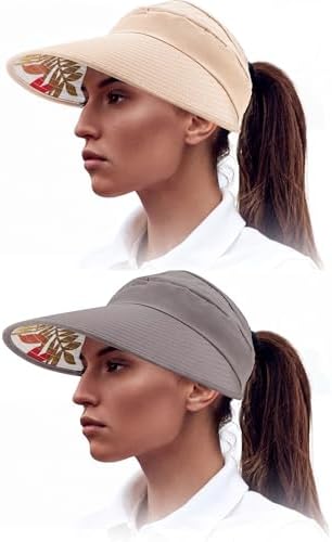 2 Pieces 2Color Sun Visor Hats Beige