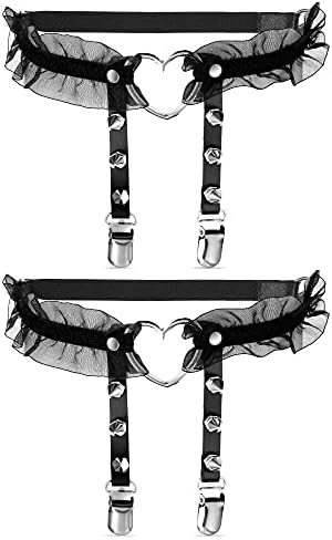 2 Pieces Adjustable Heart Shaped Leg Garters Women Sexy Lace Heart