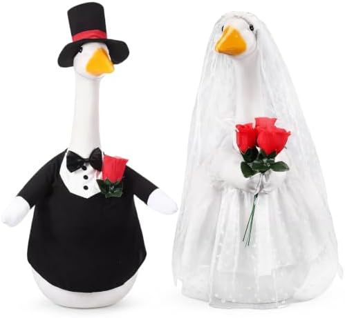 2 Sets Wedding Porch Goose Outfits Bride and Groom
