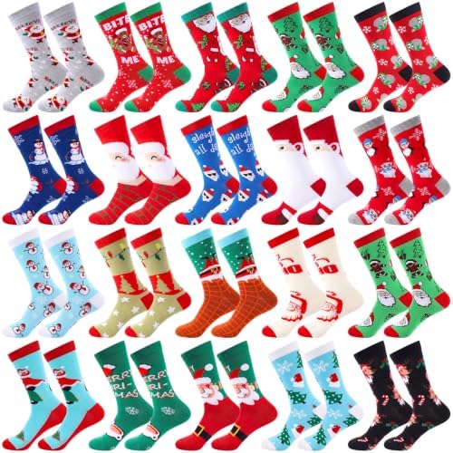 20 Pairs Christmas Socks for Women Men Xmas Holiday Gift Funny