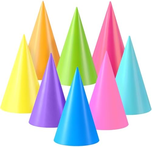 20 Pcs Party Cone Hats Bulk DIY Birthday Party Assorted Colors Cone Hats