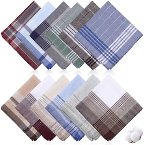 24 Pack 16"x16" 100% Cotton Men's Handkerchiefs